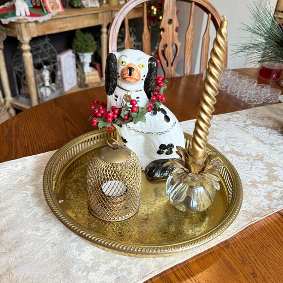 Vintage Brass Etched Reticulated Tray - Picture 7 of 16